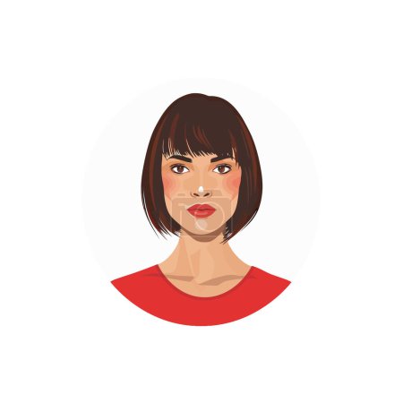 Selbstbewusste Frau mit Bob Haircut Porträt. Vektor-Illustrationsdesign.