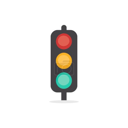 Icône de feu de circulation avec des feux rouges, jaunes, verts. Illustration vectorielle.
