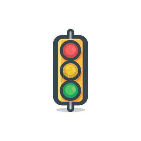 Colorful Traffic Light Illustration with Shadow. Vector illustration design.