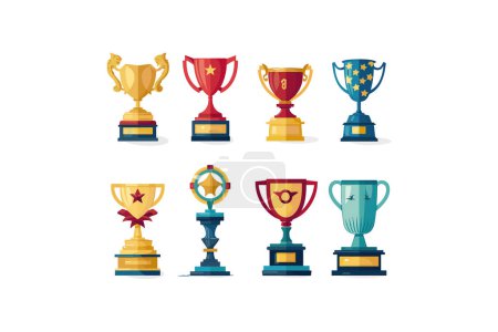 Assortiment d'icônes trophées pour les prix et les réalisations. Illustration vectorielle.