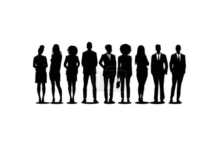 Silhouette of Diverse Professional People Standing. Vector illustration design.