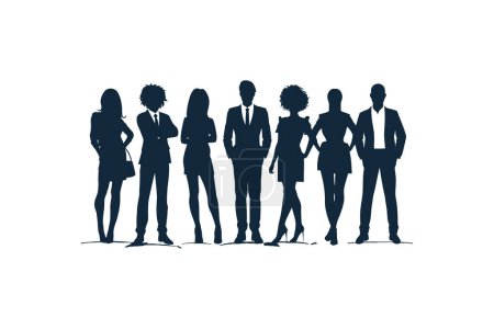 Silhouette of Diverse Business Professionals Standing Together. Vector illustration design.