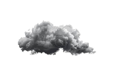 Illustration de nuages orageux monochromes sur blanc. Illustration vectorielle.