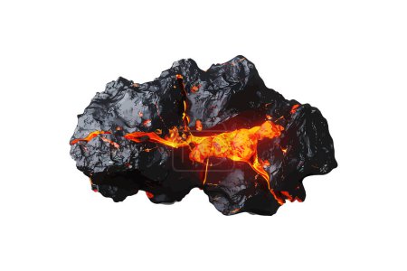Molten Lava Flowing Through Cracked Rocks. Vector illustration design.