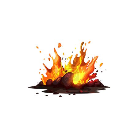 Dynamic Fire Bursting from Rocks. Vector illustration design.