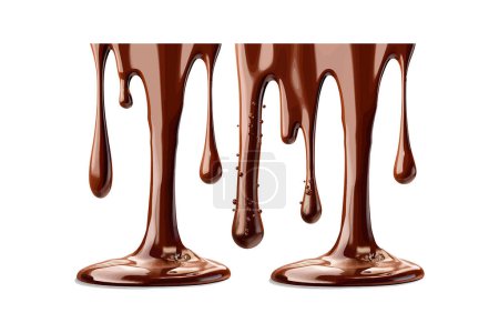 Elegante Schokolade tropft in glänzende Pfützen. Vektor-Illustrationsdesign.
