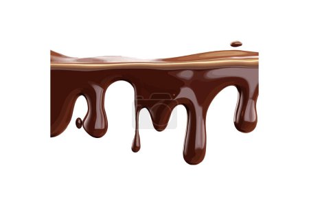 Gros plan sur le chocolat épais qui dégouline élégamment. Illustration vectorielle.