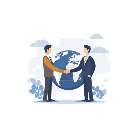 Global Businessmen Shaking Hands. Vector illustration design.
