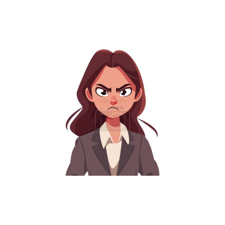 Angry Businesswoman Cartoon Character Portrait. Vector illustration design.