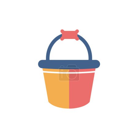 Colorful Beach Bucket with Blue Handle. Vector illustration design.