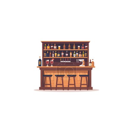 Classic Bar Setup with Variety of Drinks. Vector illustration design.