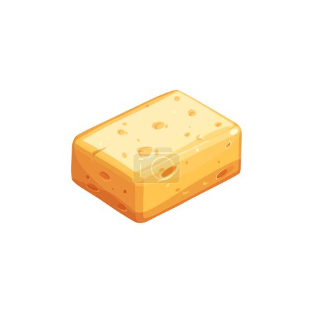 Block of Yellow Cheese with Holes. Vector illustration design.