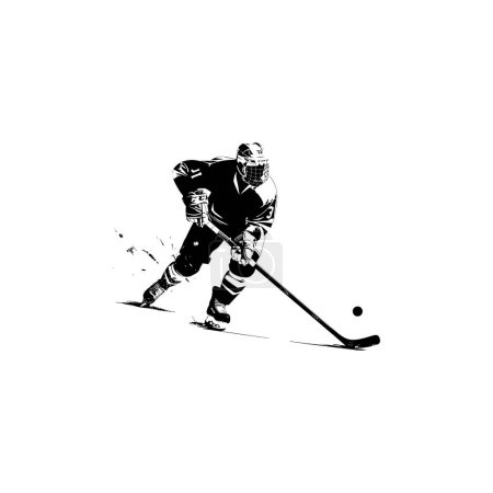 Silhouette du joueur de hockey sur glace en action. Illustration vectorielle.
