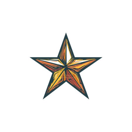 Étoile vibrante dessinée à la main avec des traits colorés. Illustration vectorielle.