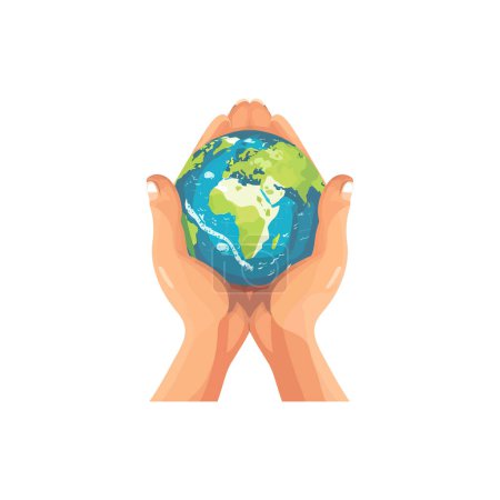 Hands Cradling Planet Earth. Vector illustration design.
