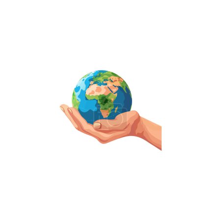Mano sosteniendo el globo terrestre. Diseño de ilustración vectorial.