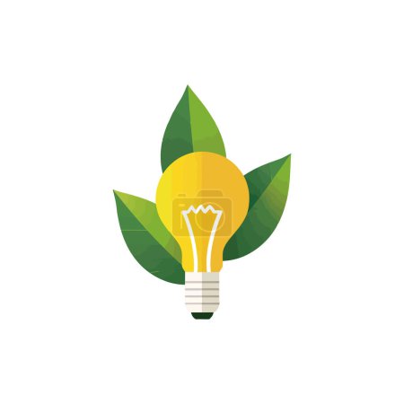 Eco-Friendly Light Bulb with Green Leaves. Vector illustration design.
