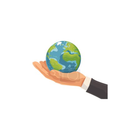Hand Holding the Earth. Vector illustration design.