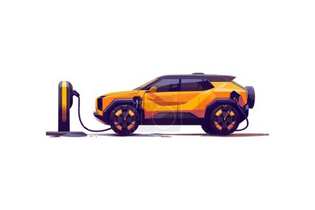 Electric Car Charging at Station. Vector illustration design.
