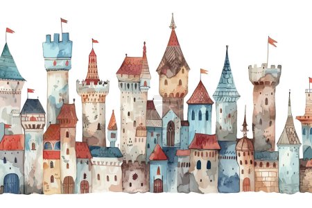 Colorful Medieval Castles. Vector illustration design.