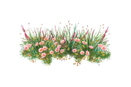 Beautiful Floral Border with Pink Flowers. Vector illustration design.