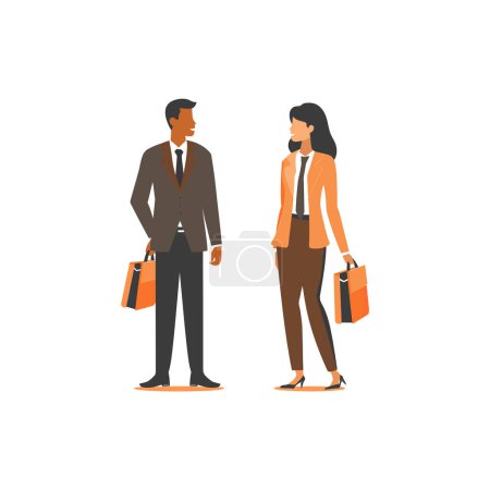 Business Professionals with Briefcases Talking. Vector illustration design.