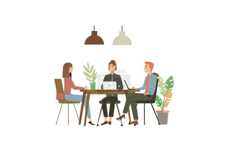 Casual Team Meeting in Modern Office. Vector illustration design.