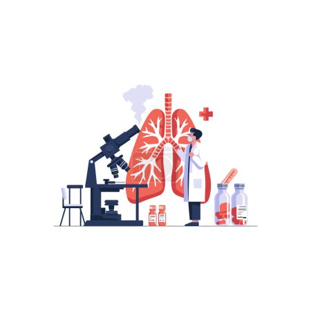 Medical Research on Respiratory Health. Vector illustration design.