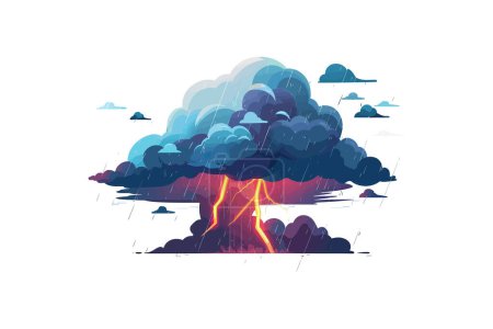 Dramatic Thunderstorm with Lightning. Vector illustration design.