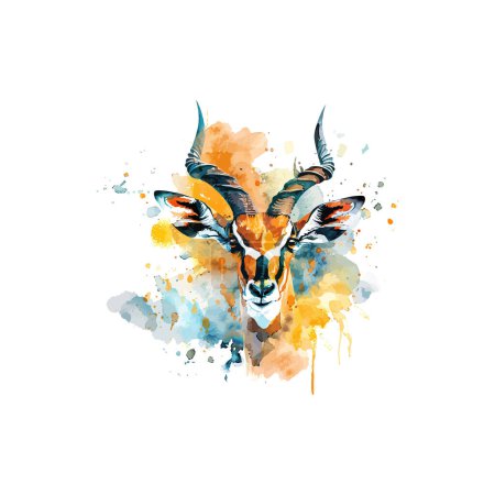 Colorful Watercolor Gazelle Art. Vector illustration design.