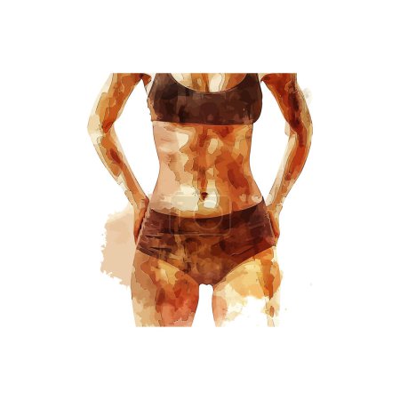 Watercolor Painting of Athletic Woman's Body. Vector illustration design.