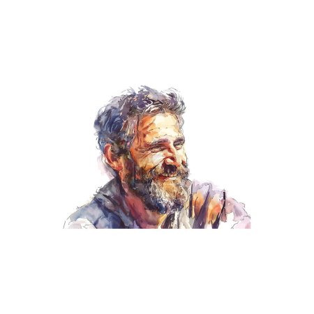 Watercolor Portrait of Smiling Bearded Man. Vector illustration design.