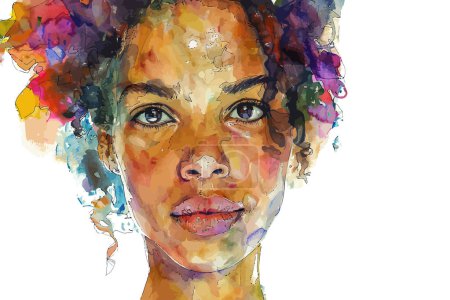 Vibrant Watercolor Portrait of Woman. Vector illustration design.