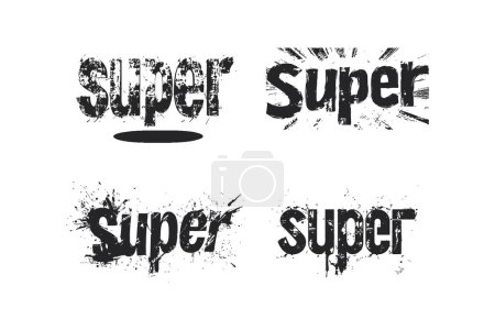 Distressed Grunge Style Super Text. Vektor-Illustrationsdesign.