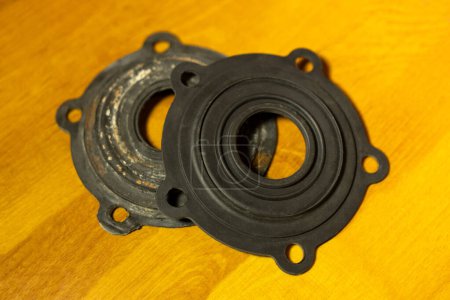 Old and new rubber gaskets for plumbing work