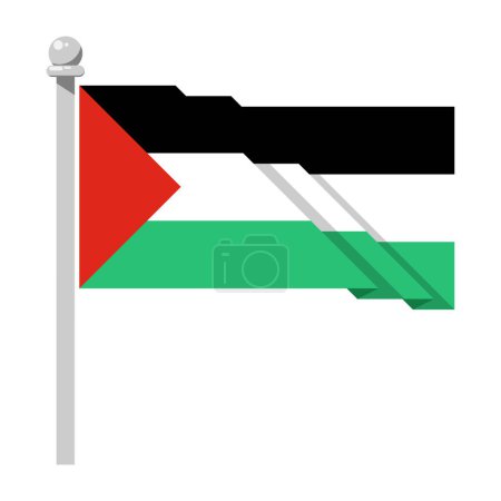 Ilustración de Ondeando la bandera de Palestina en estilo plano, ondeando la bandera, vector de ilustración - Imagen libre de derechos