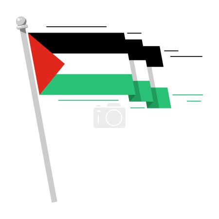Ilustración de Ondeando la bandera de Palestina en estilo plano, ondeando la bandera, vector de ilustración - Imagen libre de derechos