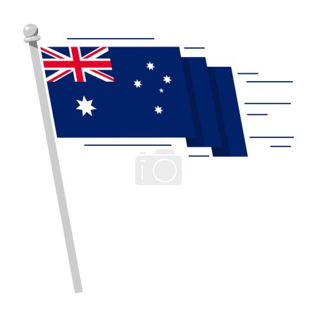 Ilustración de Ondeando bandera de Australia en estilo plano, ondeando bandera, vector de ilustración - Imagen libre de derechos