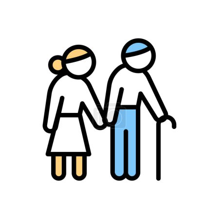 Téléchargez les illustrations : Vieux couple icône vectoriel illustration - en licence libre de droit