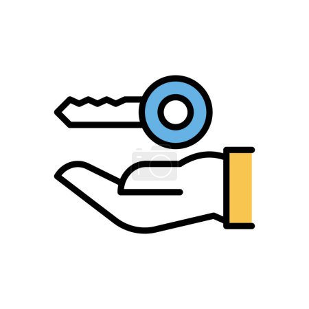 Illustration for Key with hand icon, web simple illustration - Royalty Free Image