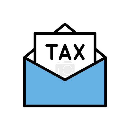 Téléchargez les illustrations : Taxe dans l'icône enveloppe, illustration simple web - en licence libre de droit