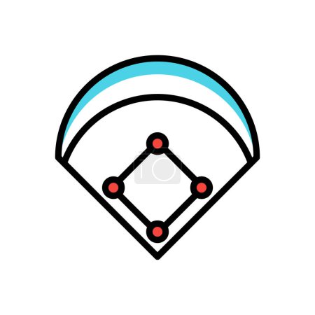 Téléchargez les illustrations : Icône de terrain de baseball, illustration simple web - en licence libre de droit