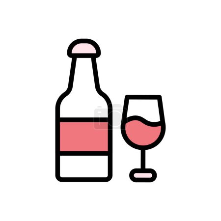 Ilustración de Botella de vino e icono de vidrio, ilustración simple web - Imagen libre de derechos