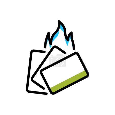Ilustración de Tarjeta en fuego icono vector ilustración - Imagen libre de derechos