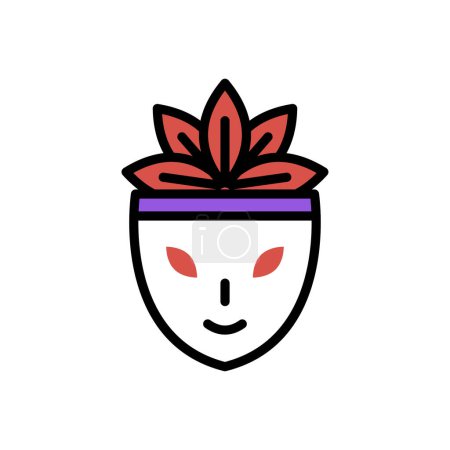 Téléchargez les illustrations : Icône de masque de carnaval, illustration simple web - en licence libre de droit