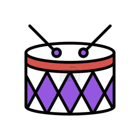Ilustración de Tambor con icono de palillos de tambor, ilustración simple web - Imagen libre de derechos