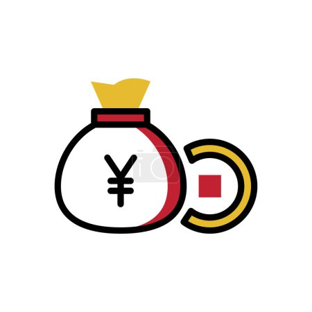 Téléchargez les illustrations : Yen icône sac d'argent, illustration simple web - en licence libre de droit