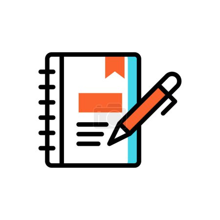 Illustration for Notebook with pen icon, web simple illustration - Royalty Free Image