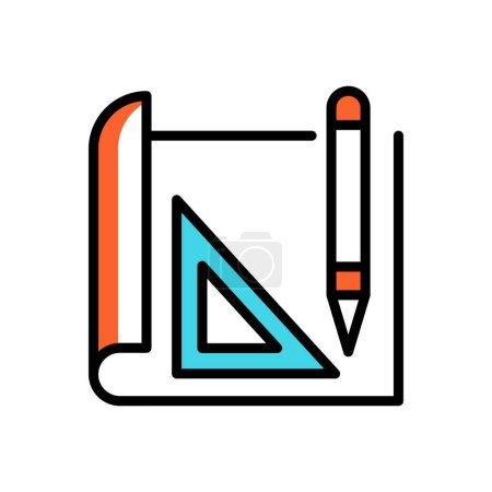 Illustration for Ruler and pencil icon, web simple illustration - Royalty Free Image