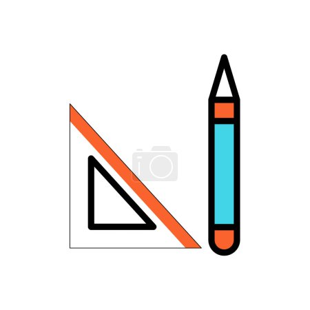 Ilustración de Regla y lápiz icono vector ilustración - Imagen libre de derechos